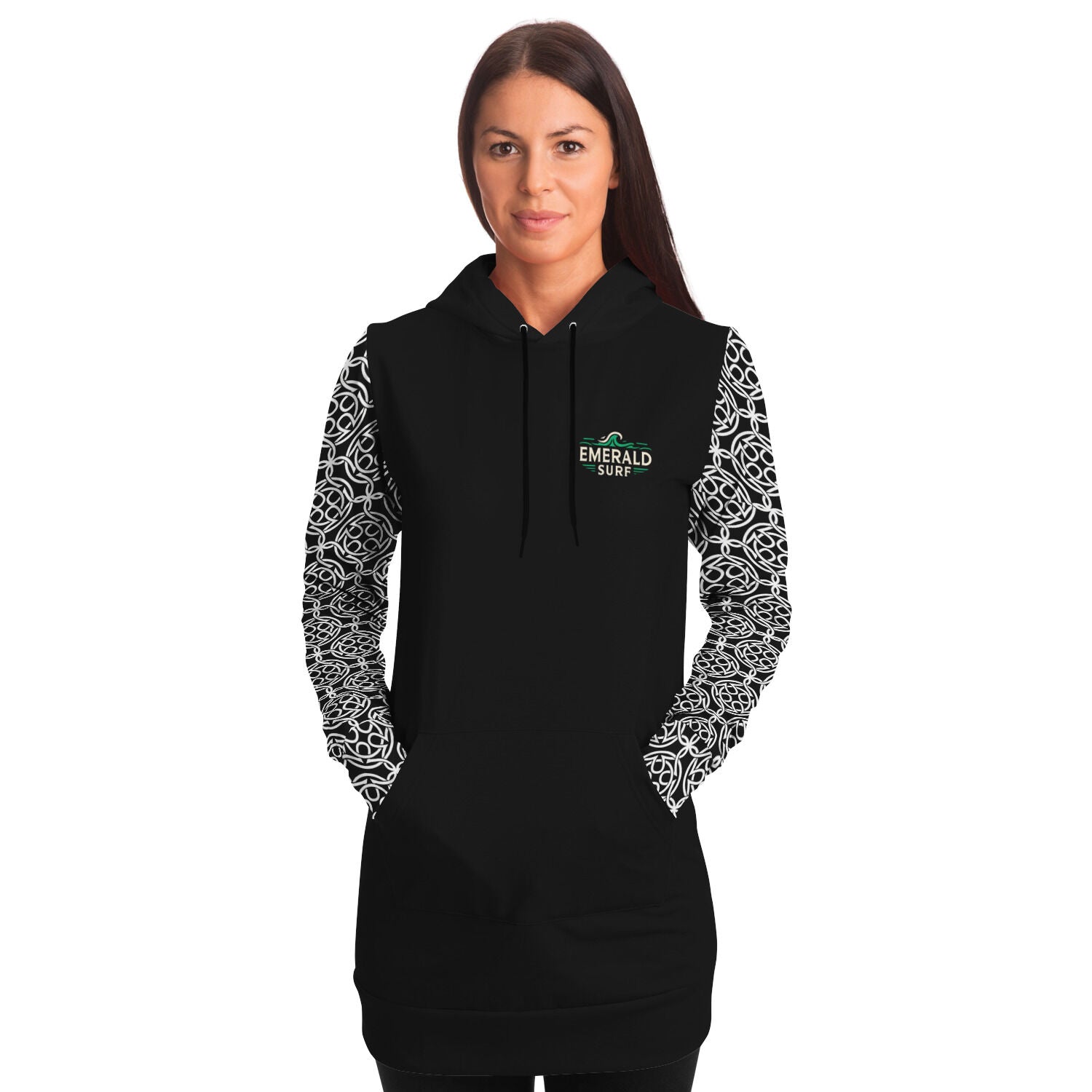 Longline Emerald Surf Yoga Inspired Hoodie