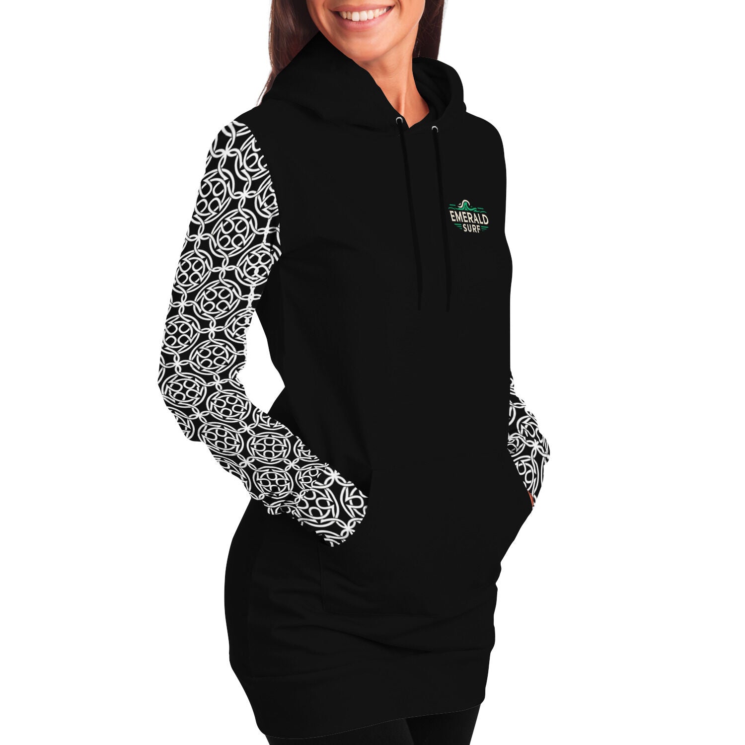 Longline Emerald Surf Yoga Inspired Hoodie