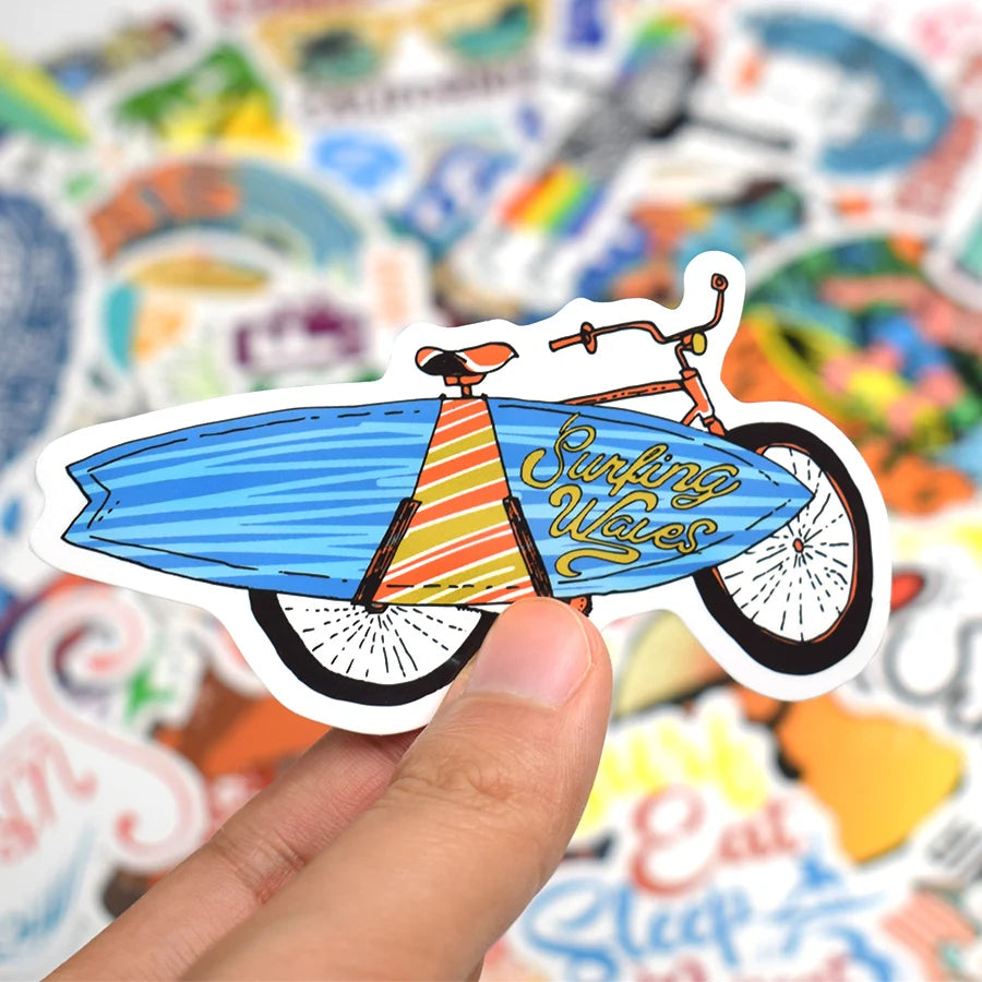 50 PCS Outdoor Surf Stickers Tropical Beach