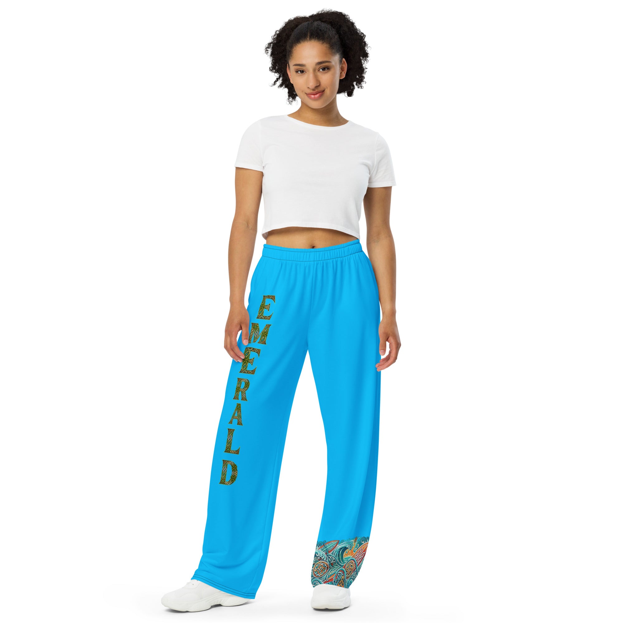 Emerald Surf unisex wide-leg pants