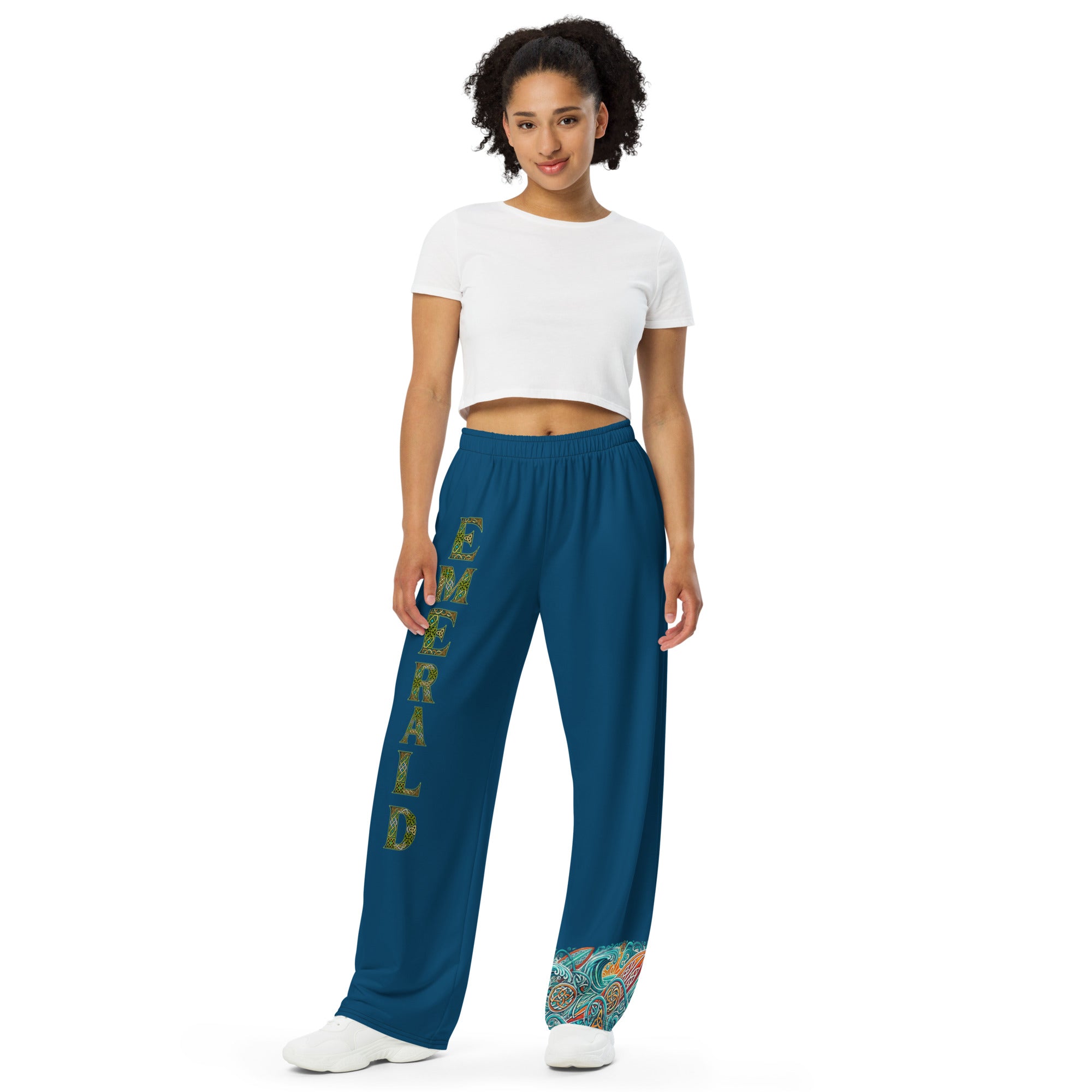 Emerald Surf unisex wide-leg pants