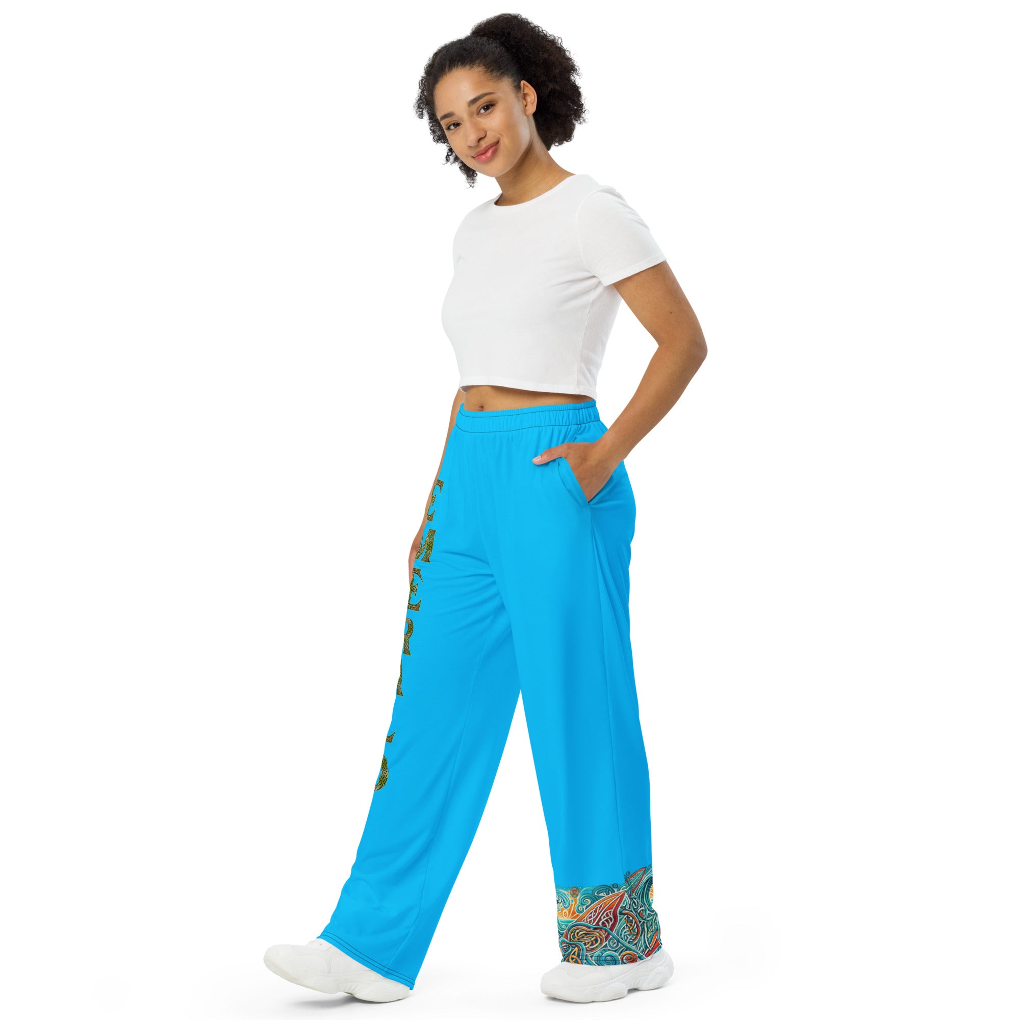 Emerald Surf unisex wide-leg pants