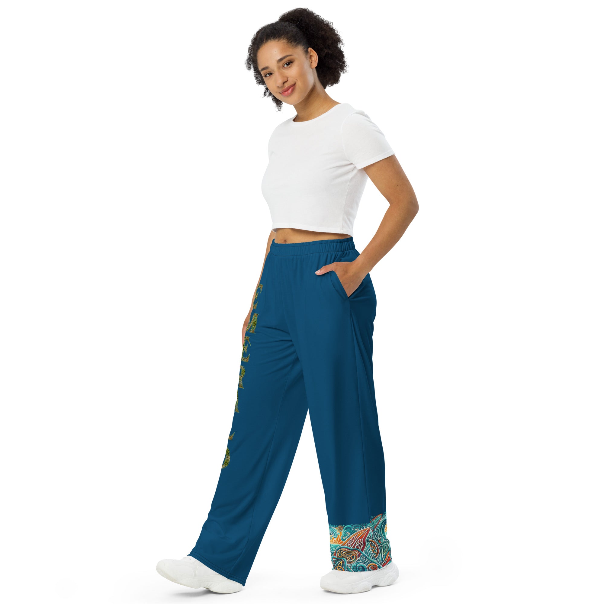 Emerald Surf unisex wide-leg pants