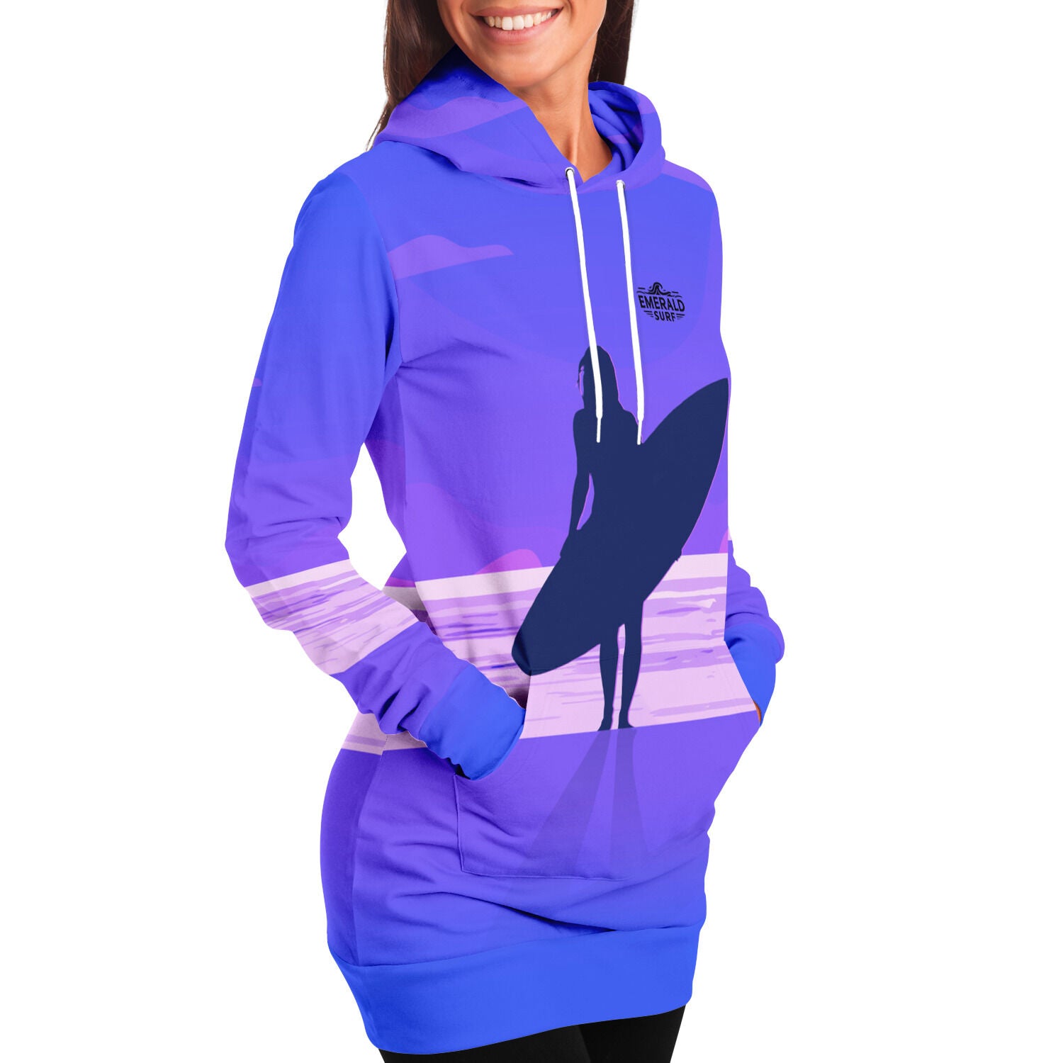 Purple longline surf hoodie