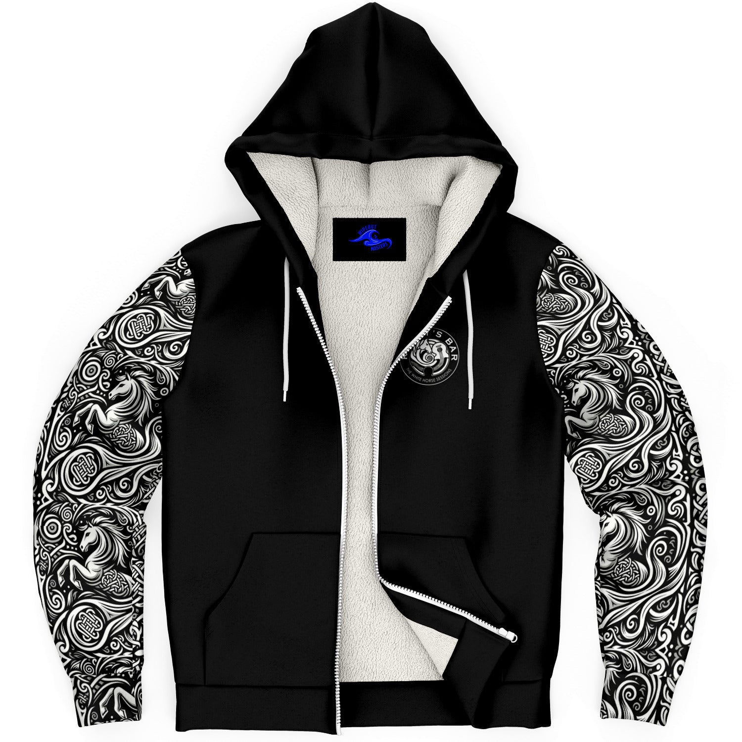 white horse micro fleece hoodie