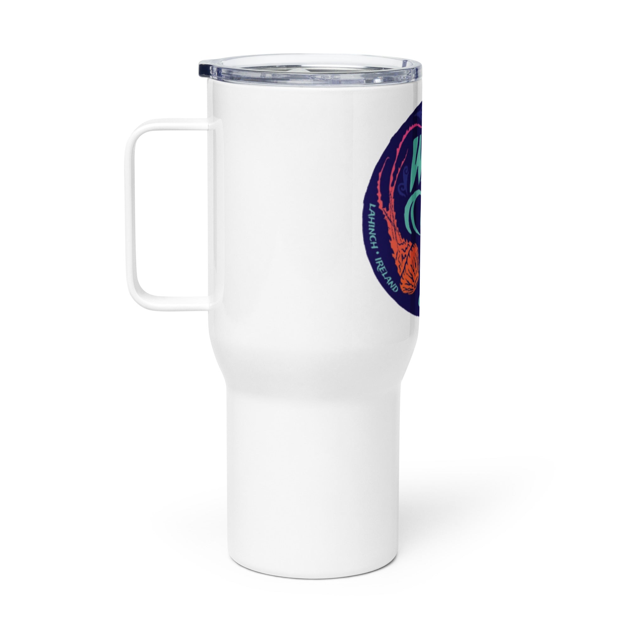 Travel mug with a handle