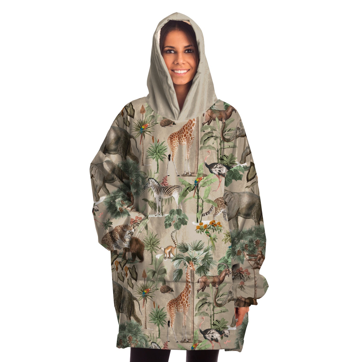 Jungle Life Snug Hoodie In Light Brown