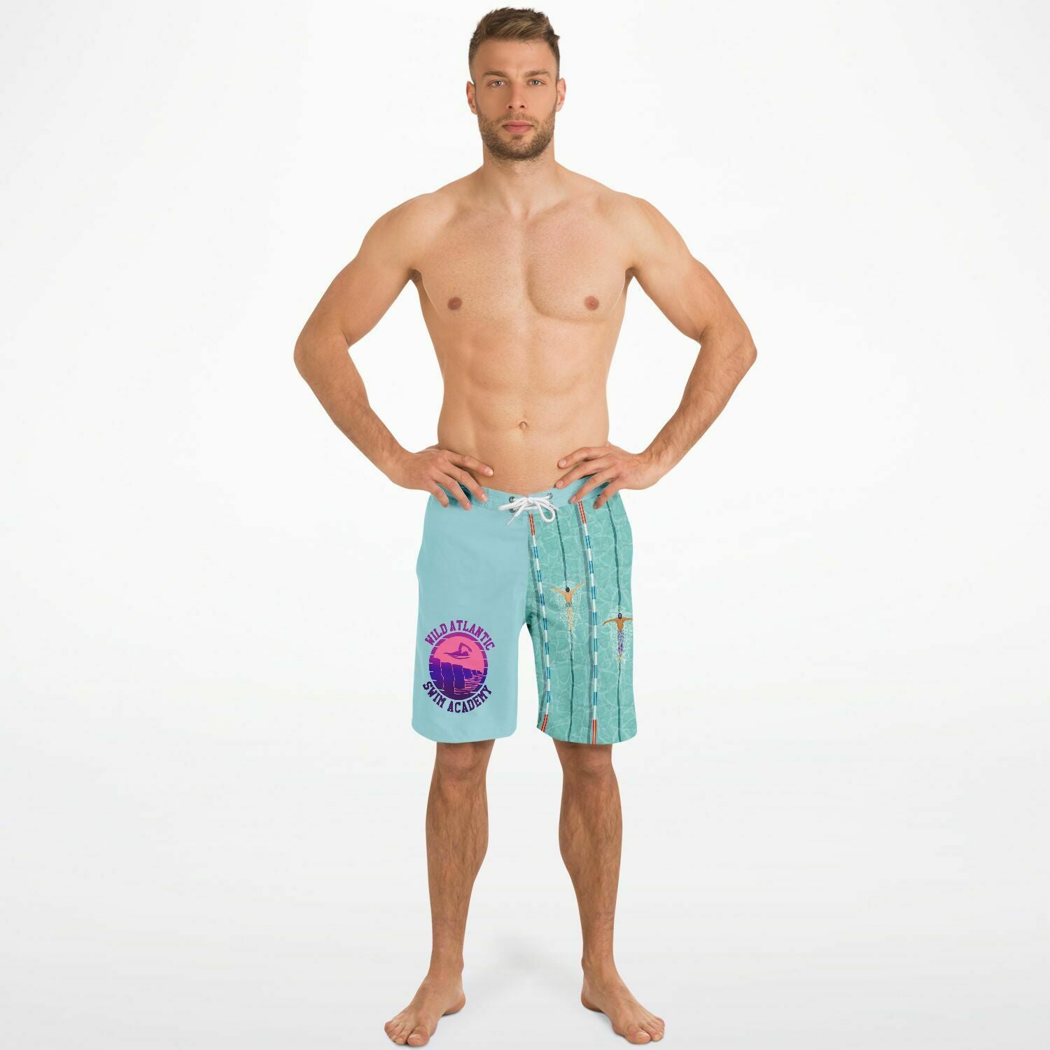 swim academy board shorts light blue