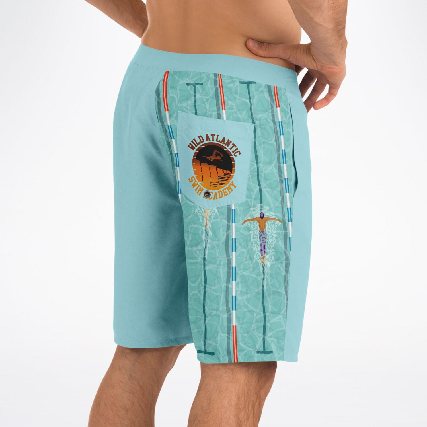 swim academy board shorts light blue