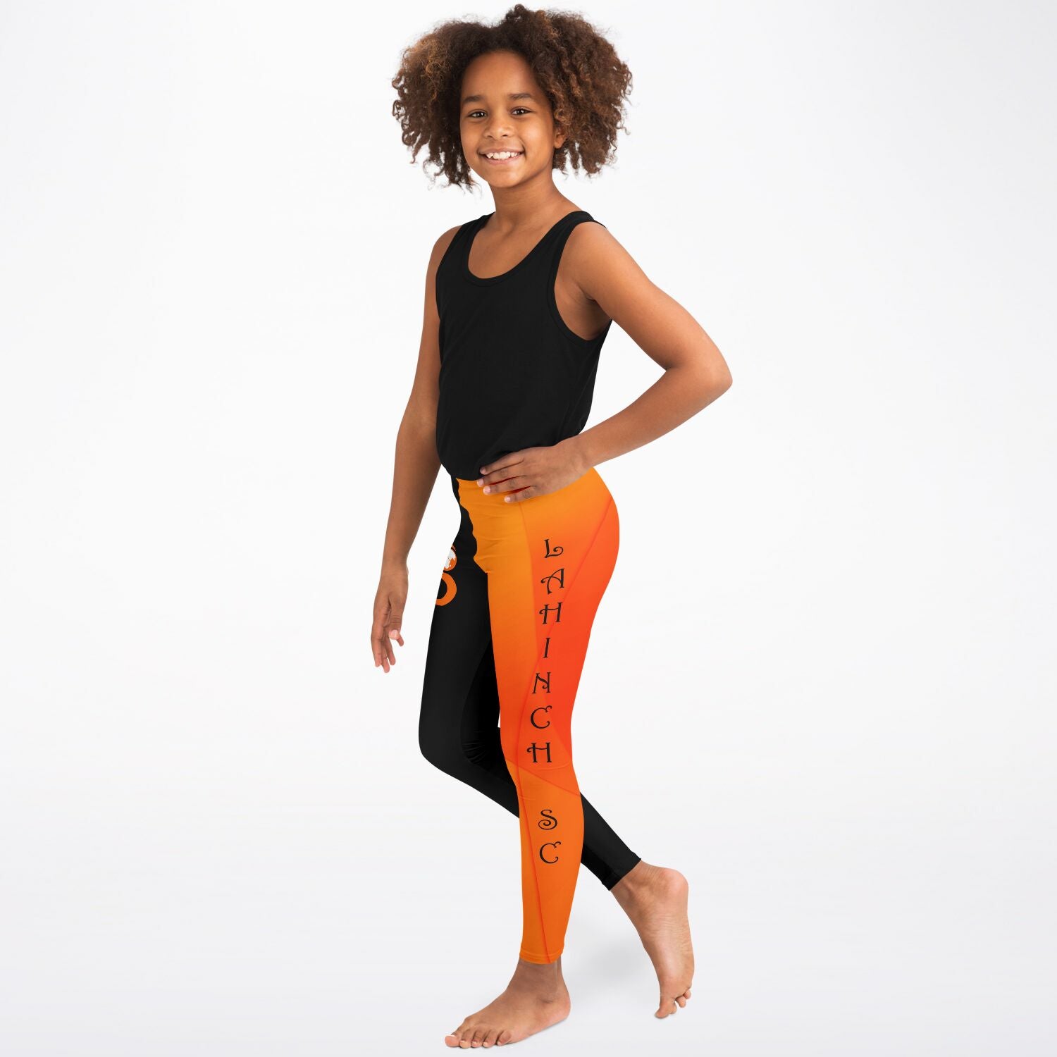 kids leggings black & orange