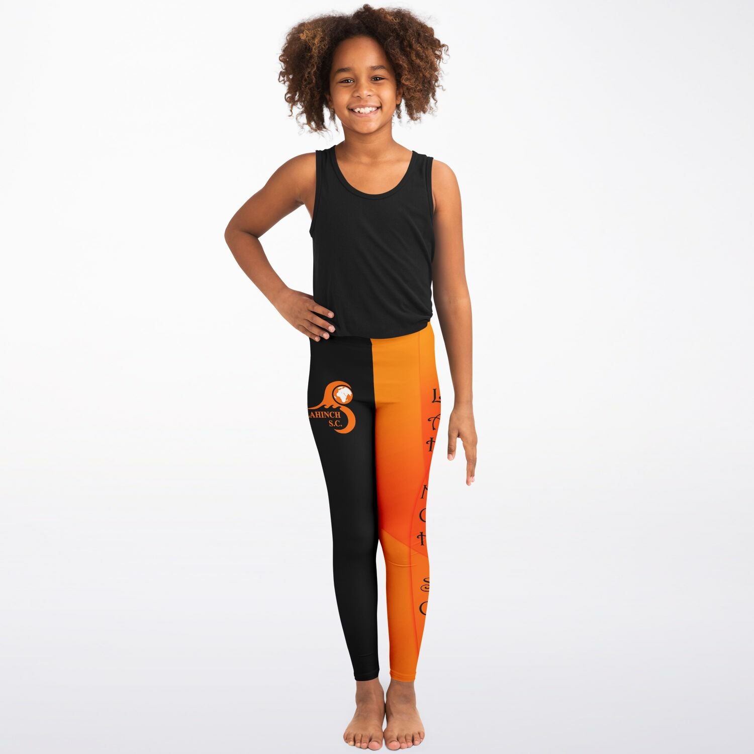 kids leggings black & orange