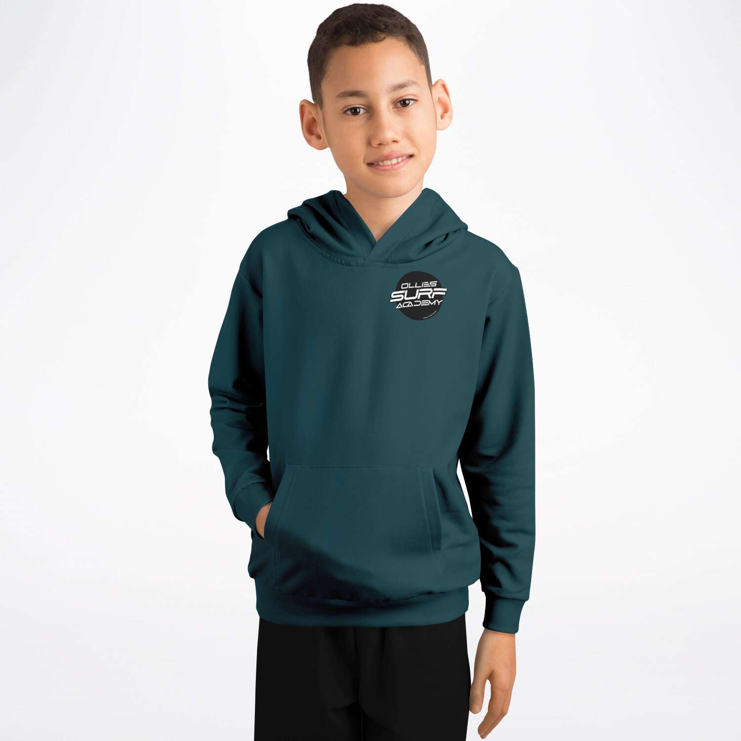 Ollie surf academy kids green hoodie