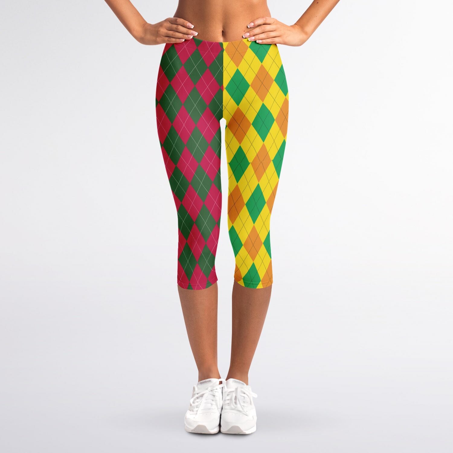 Pink & Yellow Diamonds Capri Leggings