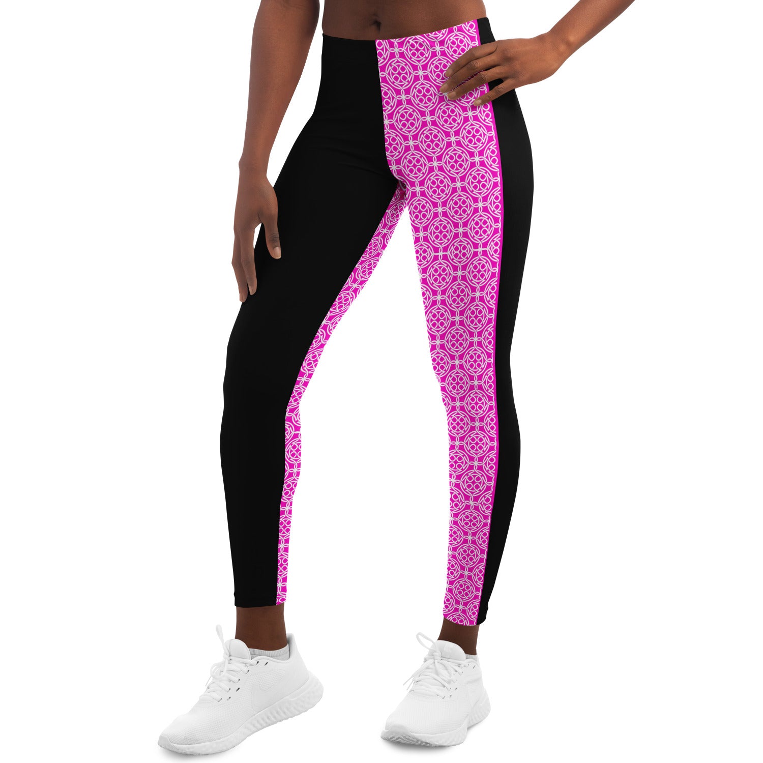 Pink Celtic & Black Leggings