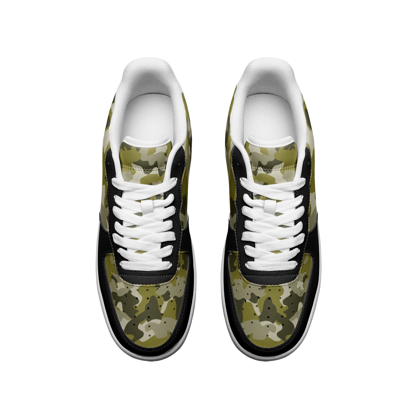 Unisex Low Top Camo Leather Sneakers