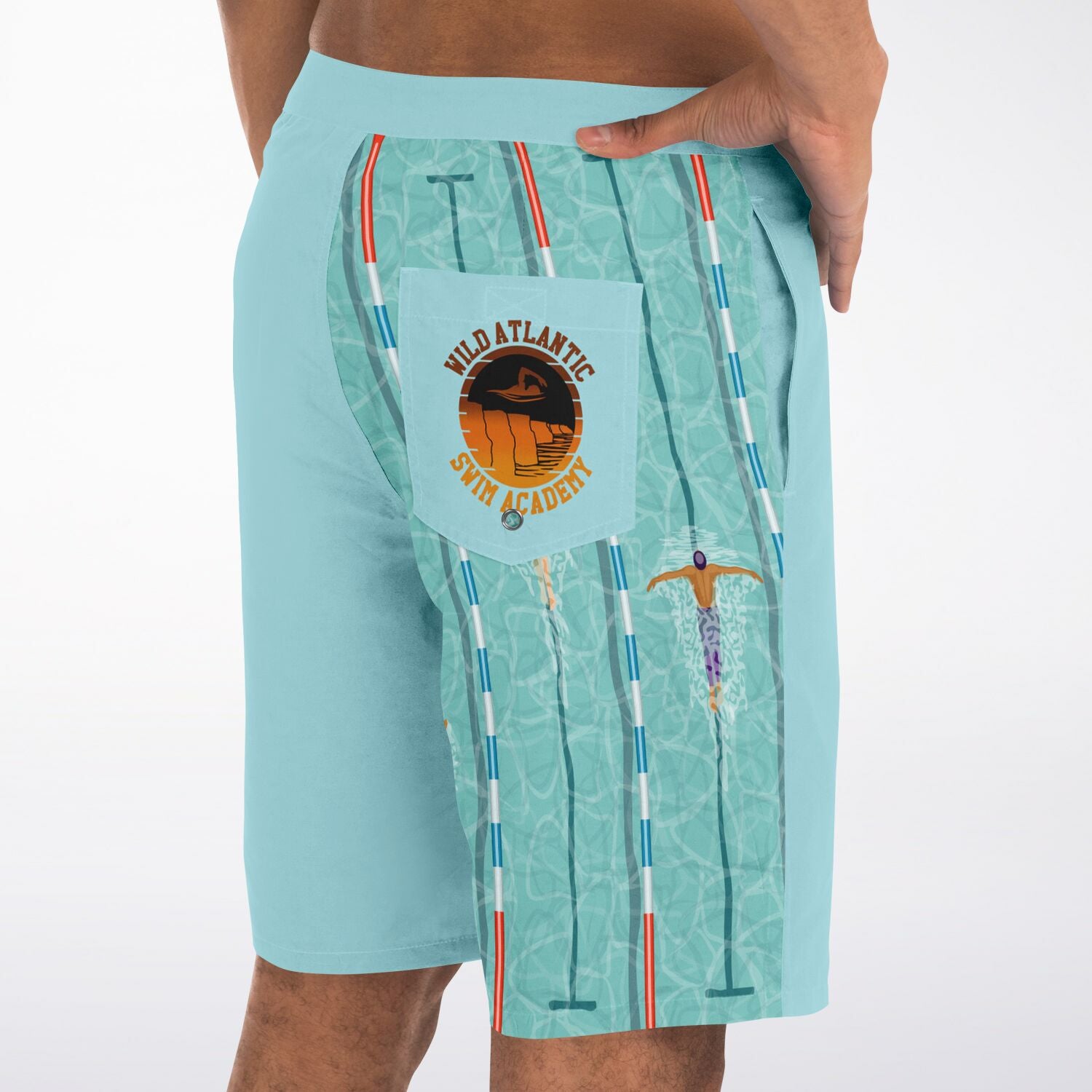 swim academy board shorts light blue