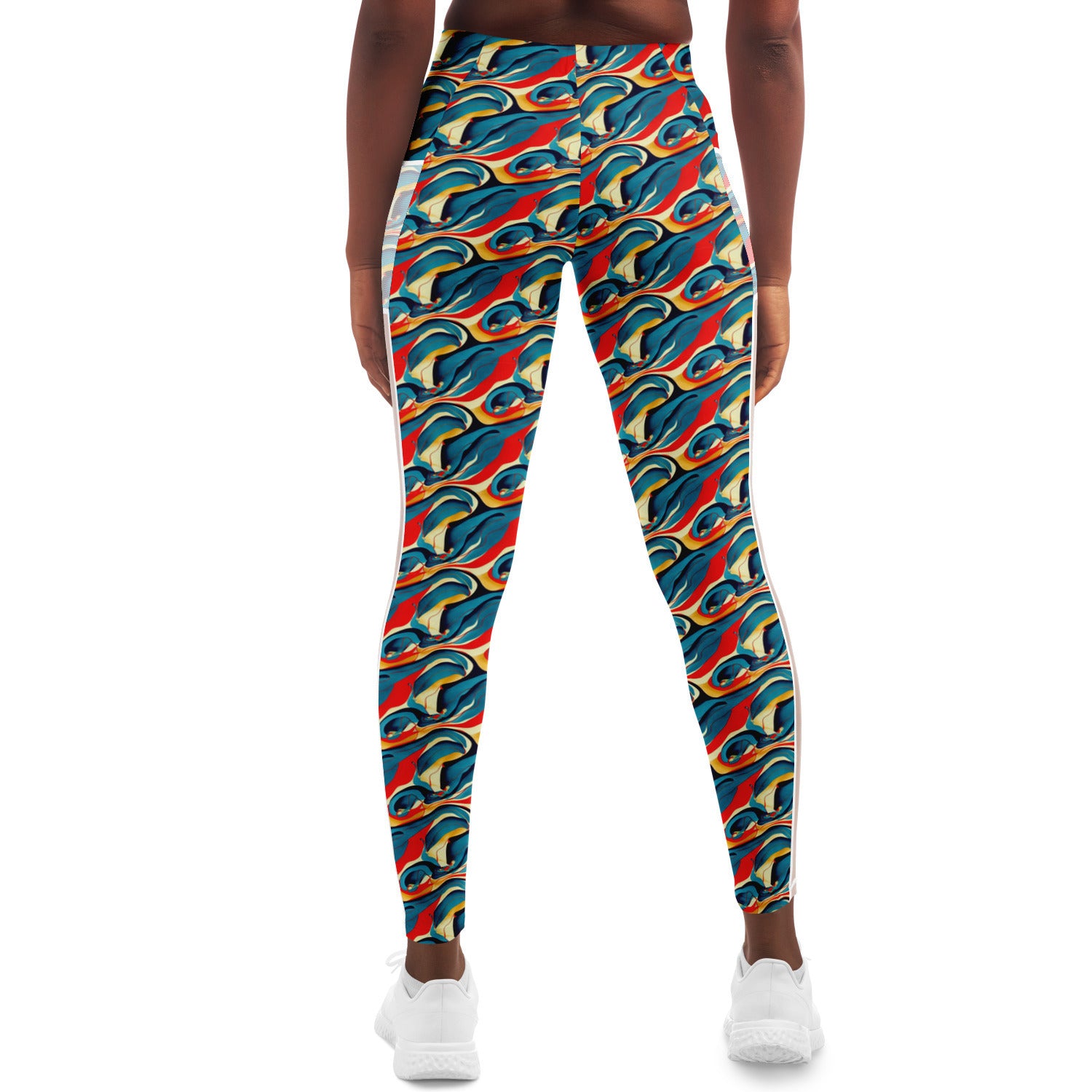 Flowing Mesh Leggings: Breathable Panels with Abstract Patterns