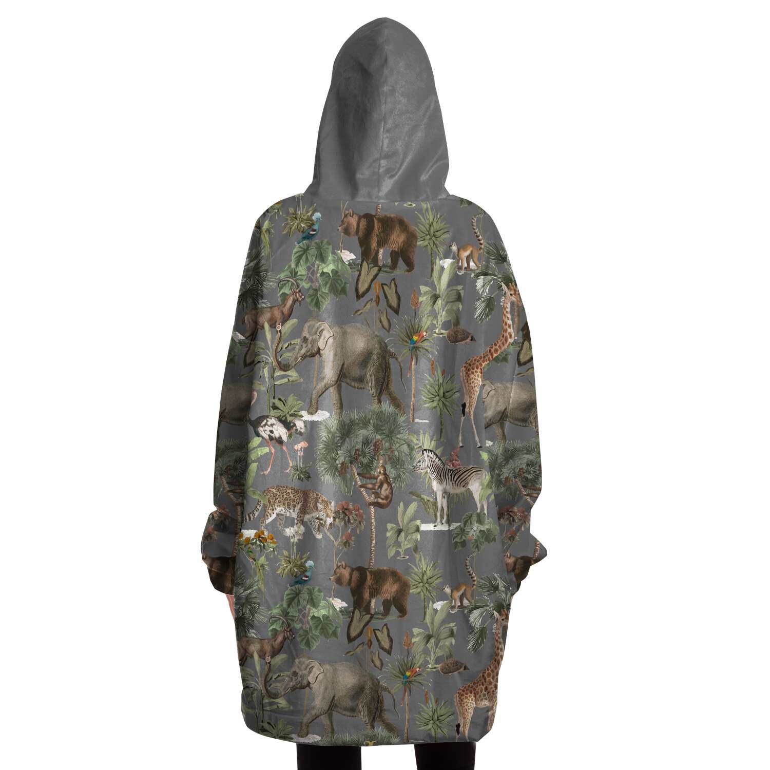 Jungle Life Snug Hoodie In Grey