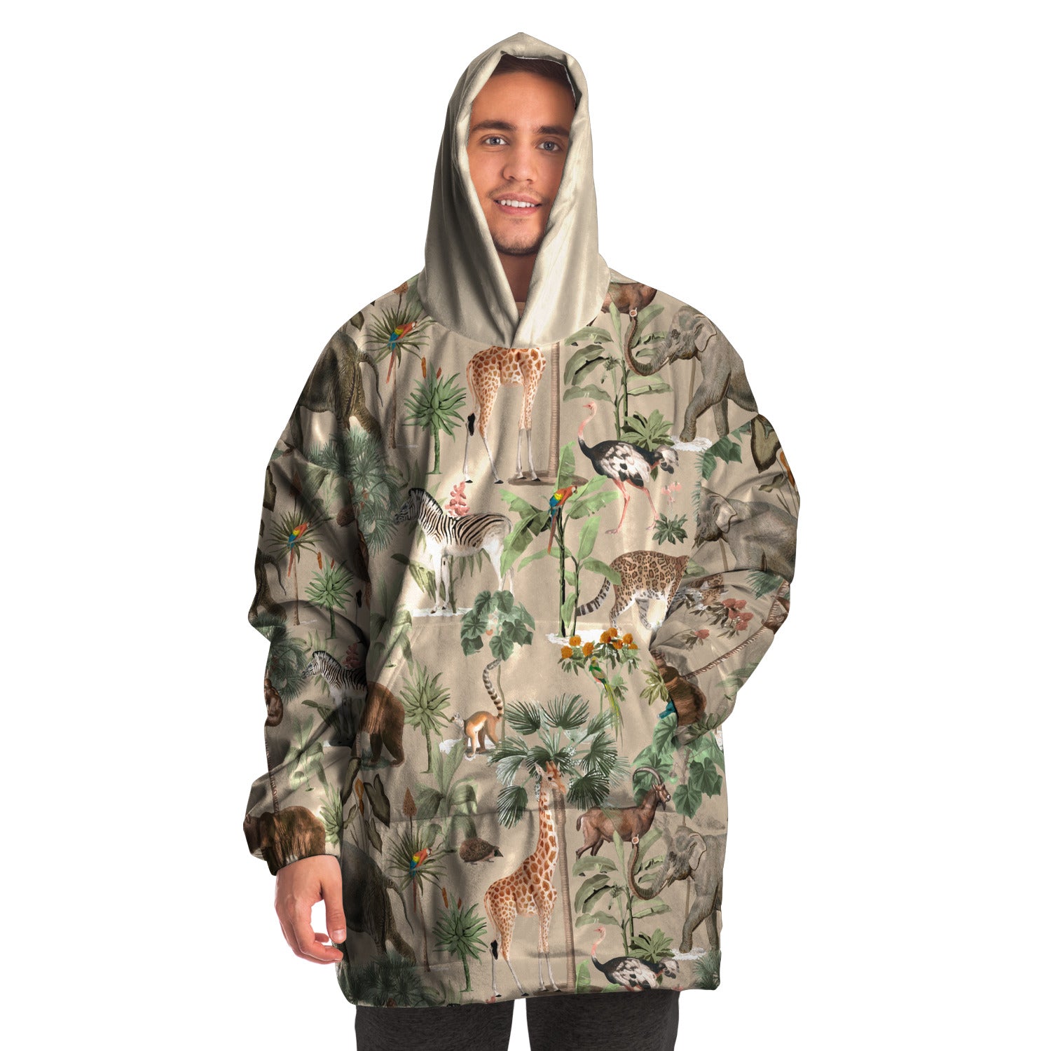 Jungle Life Snug Hoodie In Light Brown