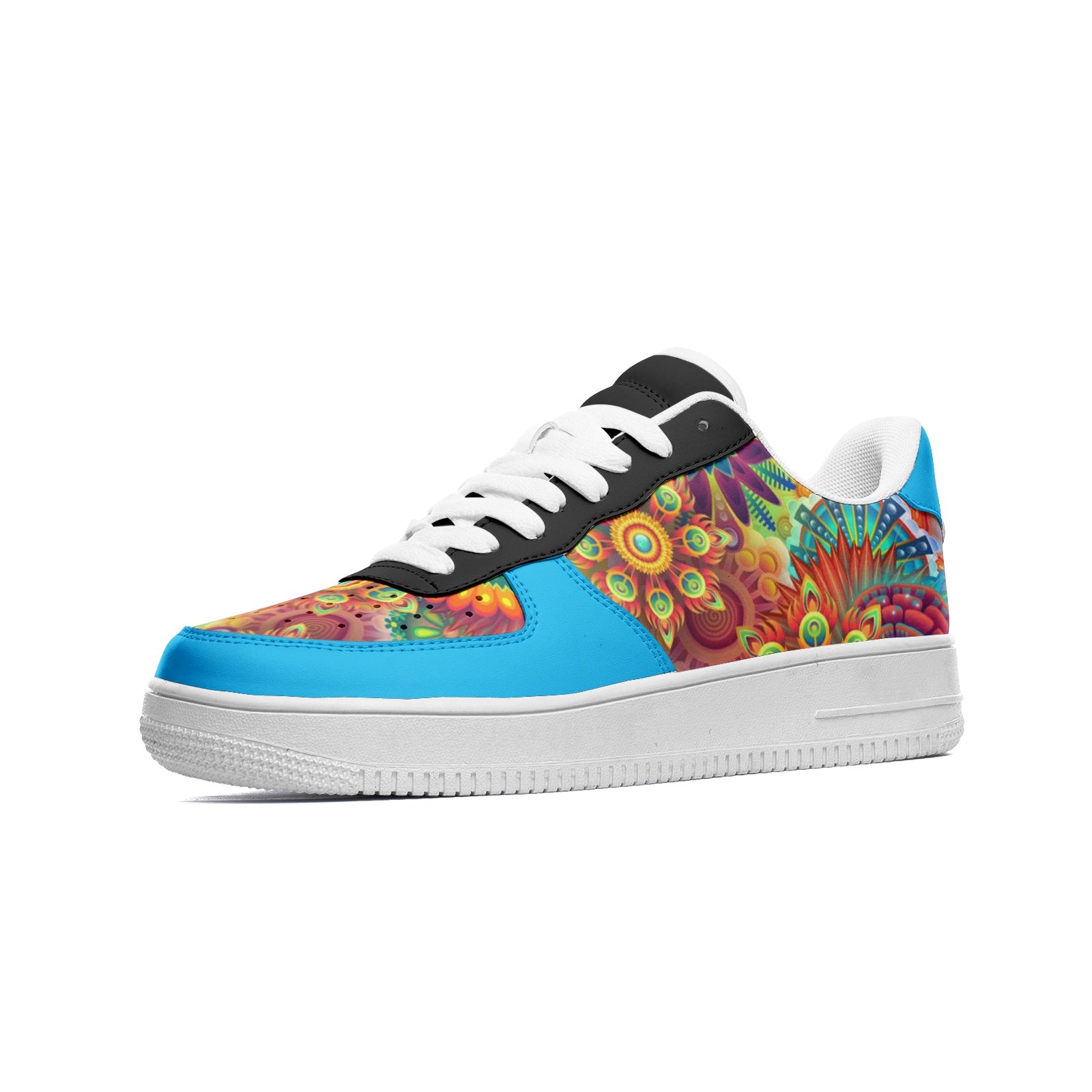 Ladies Low Top Leather Sneakers Flower Power