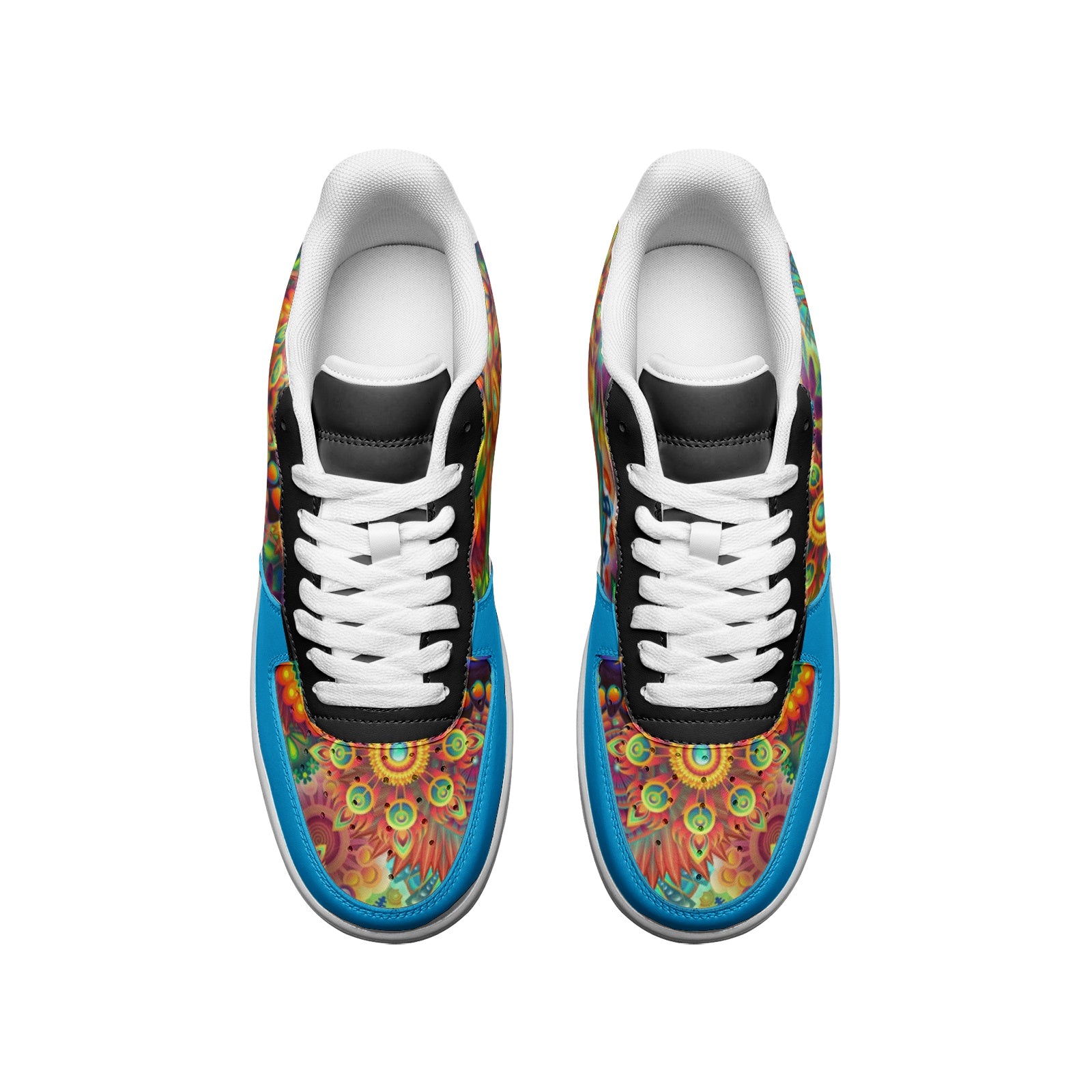 Ladies Low Top Leather Sneakers Flower Power