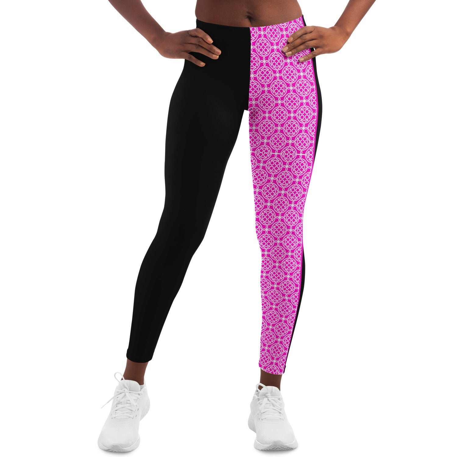 Pink Celtic & Black Leggings