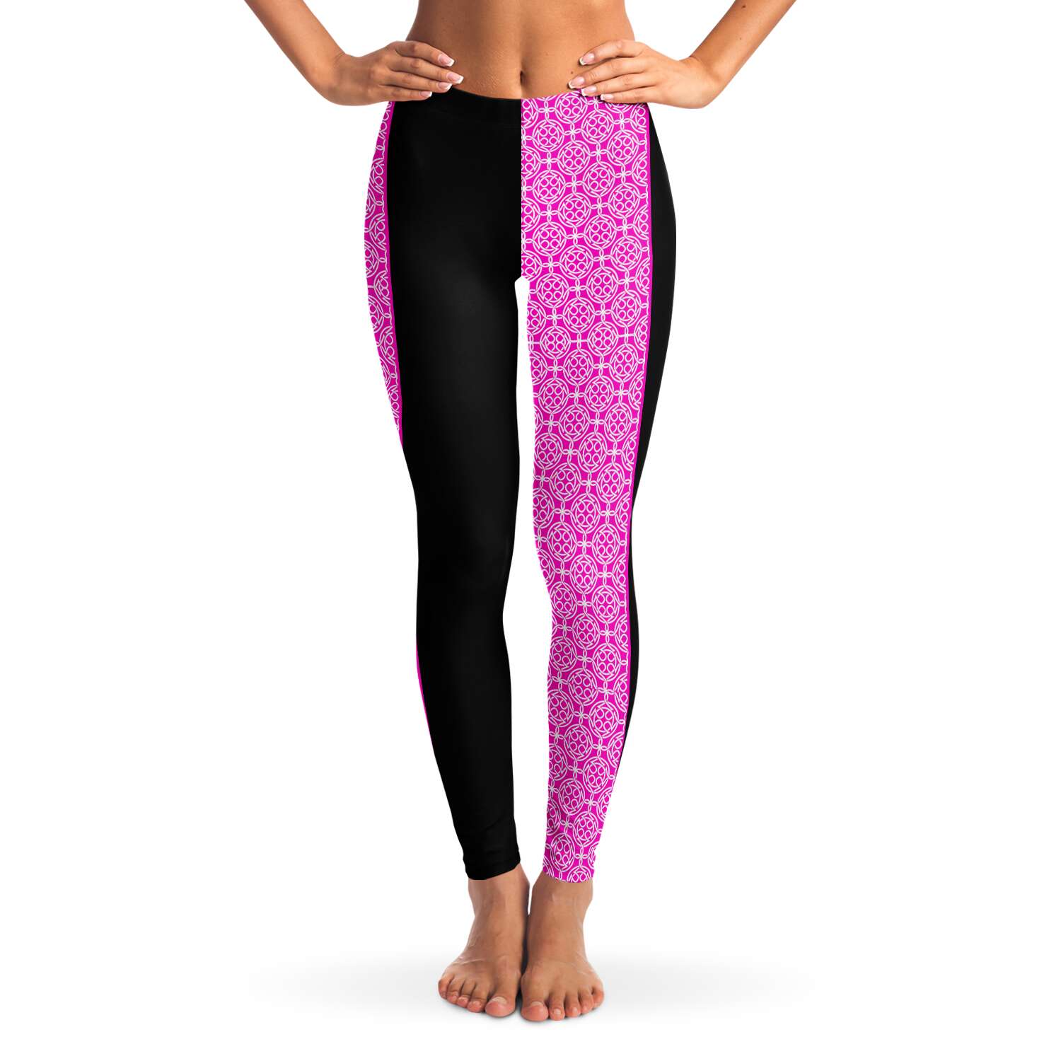 Pink Celtic & Black Leggings