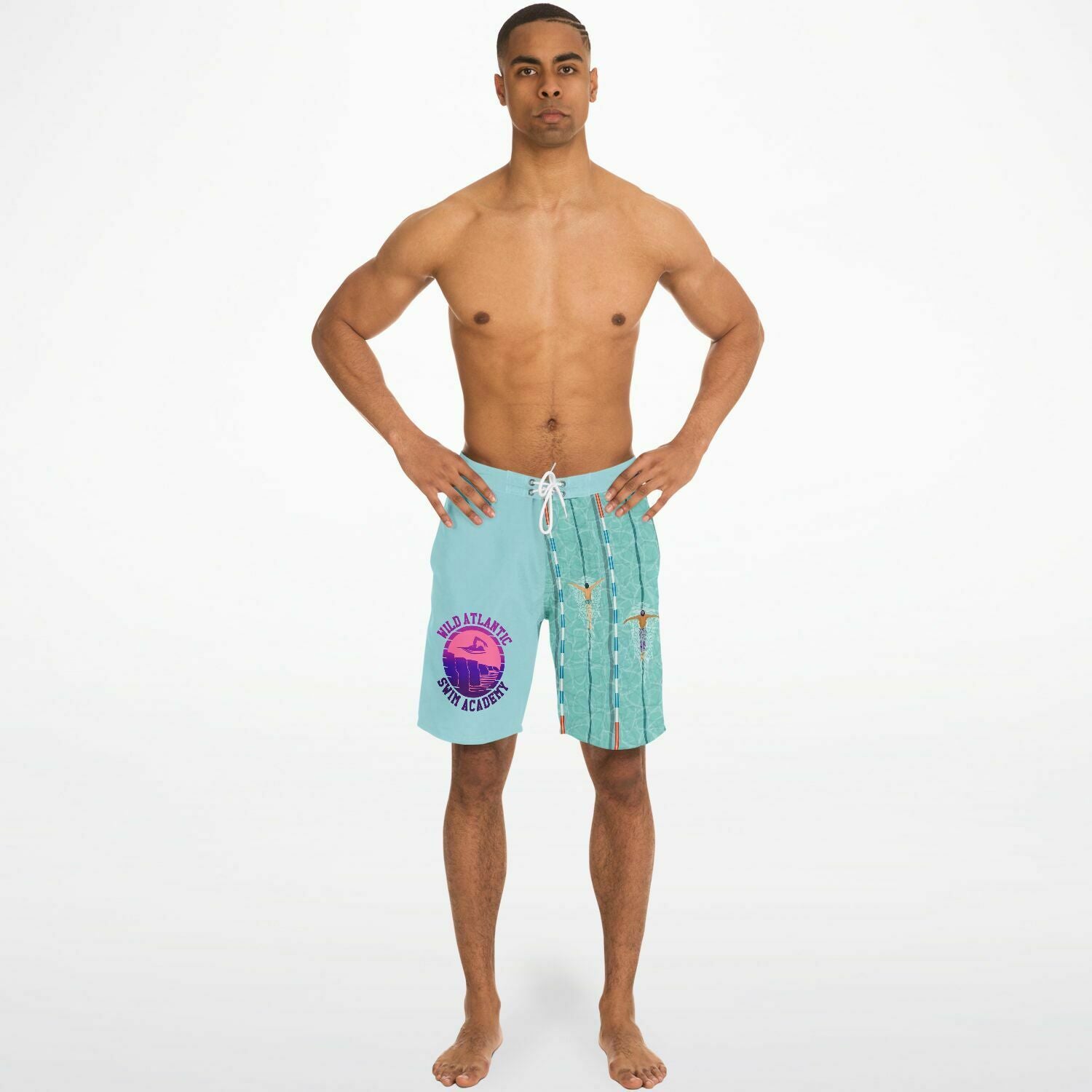 swim academy board shorts light blue