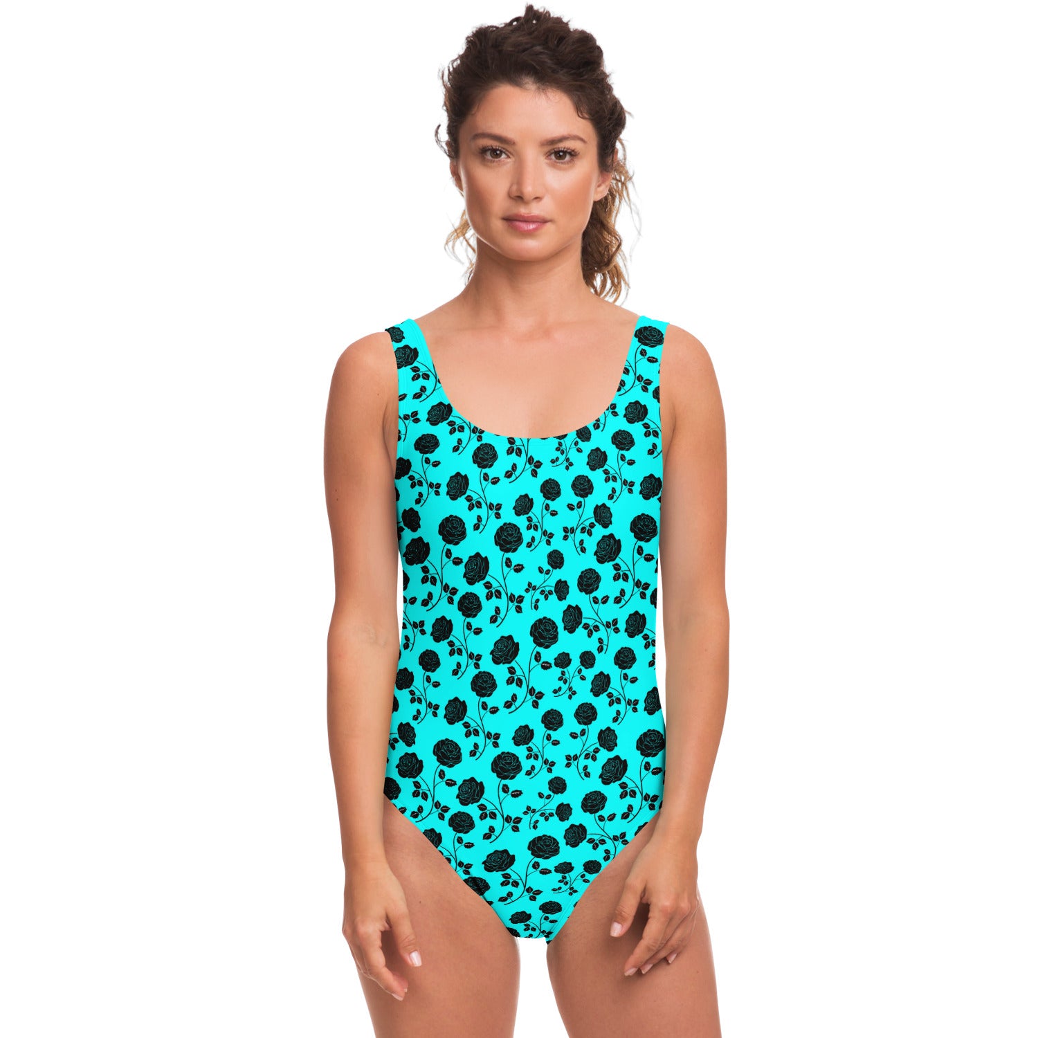 Black Roses One Piece Swim Suit