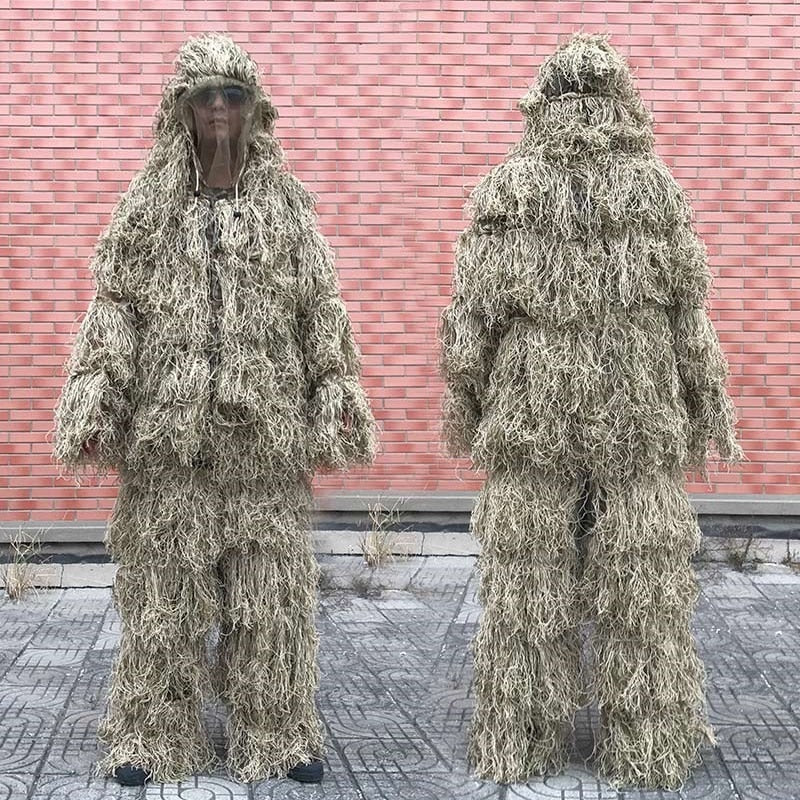 3D Withered Grass Ghillie Suit 4 PCS Sniper Camouflage Clothing