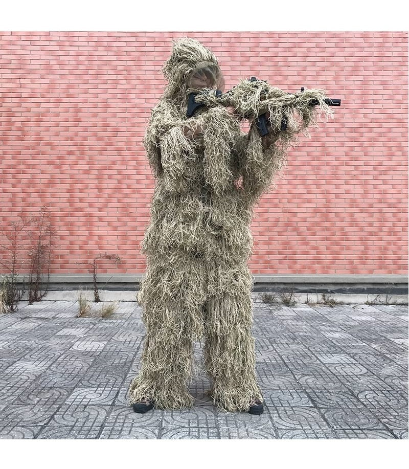 3D Withered Grass Ghillie Suit 4 PCS Sniper Camouflage Clothing