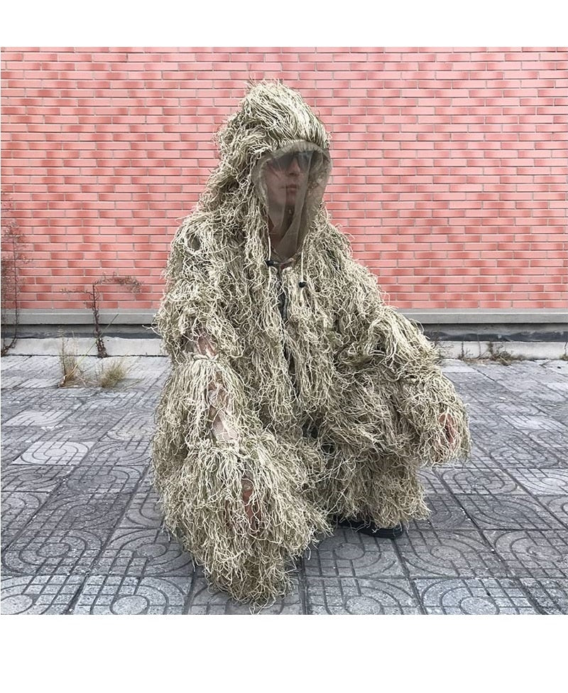 3D Withered Grass Ghillie Suit 4 PCS Sniper Camouflage Clothing