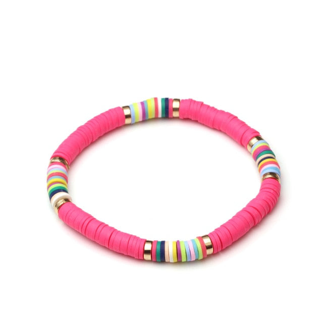 Clay Disc Beads  Stretch Bracelet