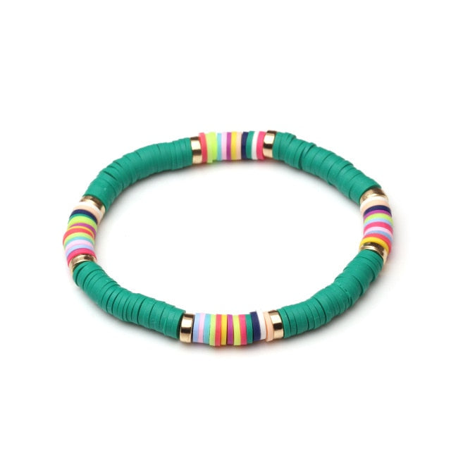 Clay Disc Beads  Stretch Bracelet