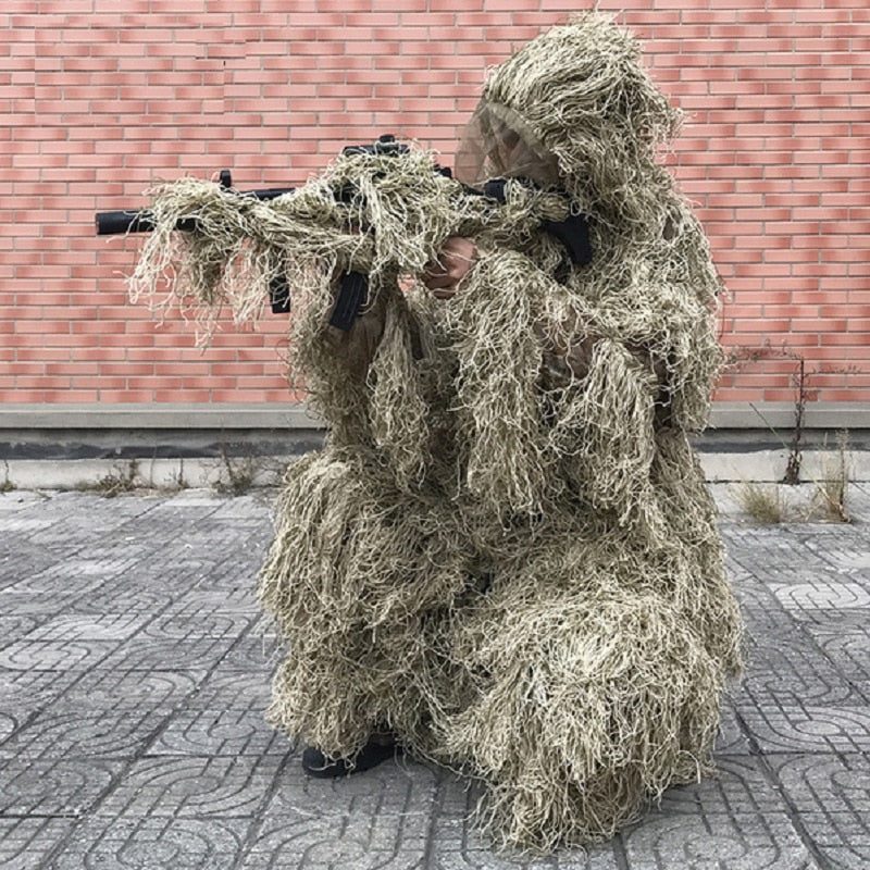 3D Withered Grass Ghillie Suit 4 PCS Sniper Camouflage Clothing