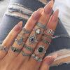 Bohemian Vintage Water Drops Ring Set Women