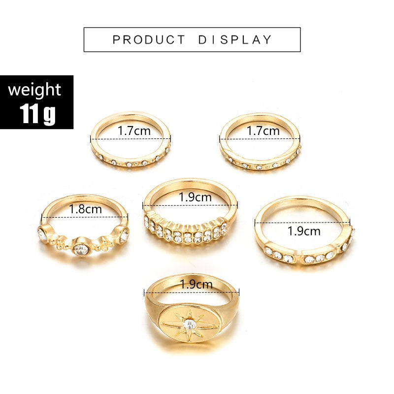 Bohemian Vintage Water Drops Ring Set Women