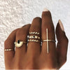 Bohemian Vintage Water Drops Ring Set Women