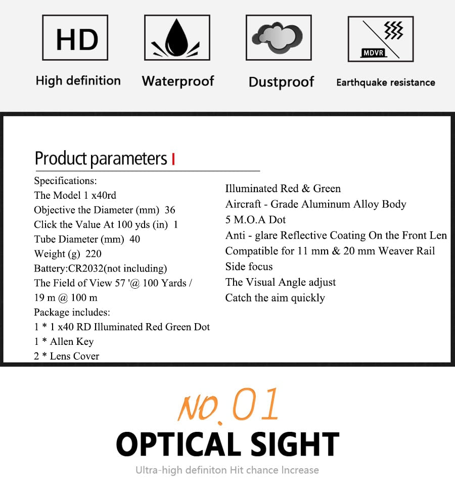 1x40 Red Dot Scope Sight