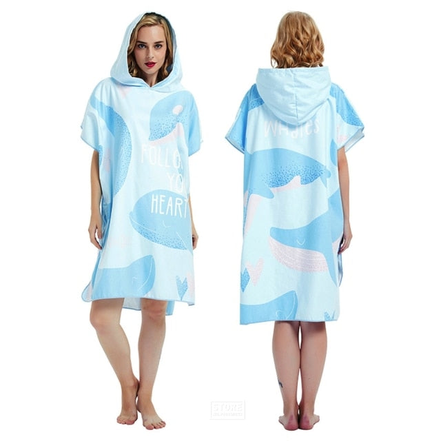 Microfiber Large Beach Towel Wetsuit Changing Robe Swimming Dry Robe Hooded Bath Towels Surf Men Women Poncho Quick Dry Bathrobe