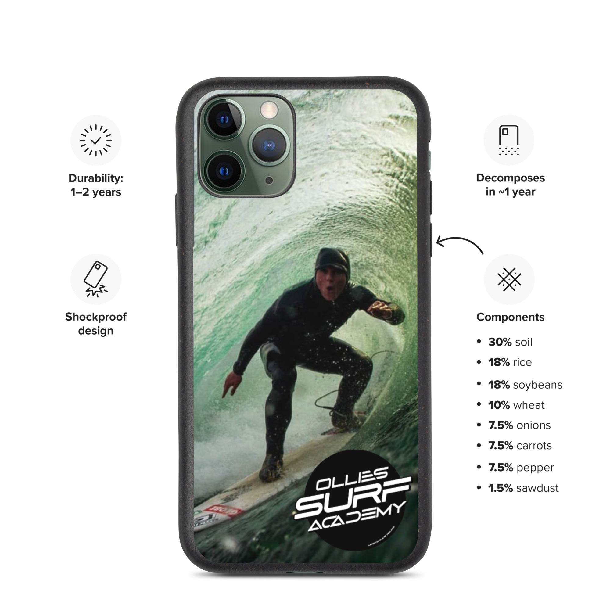 Ollies Surf Academy iPhone case